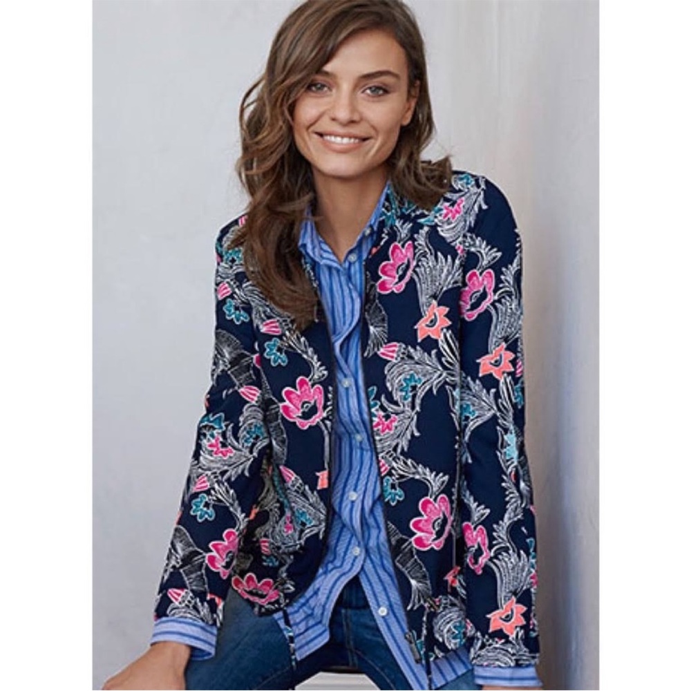 BOGO Banana Republic Floral Navy Bomber Jacket Medium